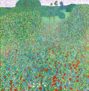 Bluhender Mohn Mohnwiese by Gustav Klimt - Hand-Painted Oil Painting Reproduction