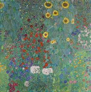 Main Product Photo of Cottage garden with sunflowers Painting by Gustav Klimt