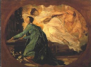 Female Organ Player by Oil Painting Reproduction