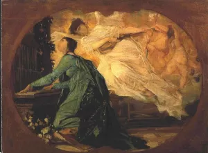 Female Organ Player by Oil Painting Reproduction