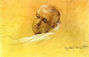 Main Product Photo of Head of a Recumbent Man, Supporting Himself Painting by Gustav Klimt