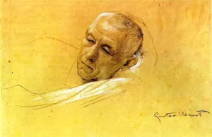 Head of a Recumbent Man, Supporting Himself by Gustav Klimt - Hand-Painted Oil Painting Reproduction