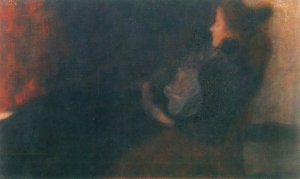 Main Product Photo of Lady by the Fireplace Painting by Gustav Klimt