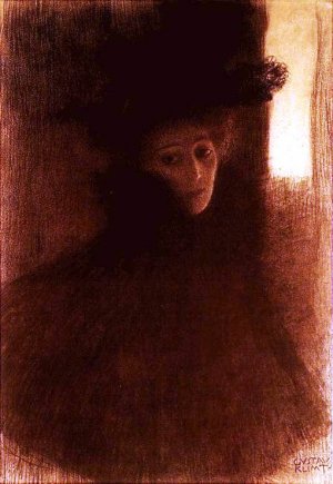 Lady with Cape and Hat by Gustav Klimt Oil Painting Reproduction