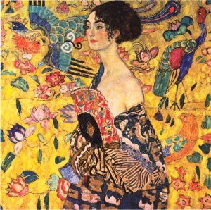 Lady with Fan by Gustav Klimt Oil Painting Reproduction