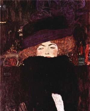 Lady with Hat and Featherboa by Gustav Klimt Oil Painting Reproduction
