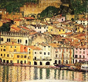 Malcesine on Lake Garda by Gustav Klimt - Hand-Painted Oil Painting Reproduction