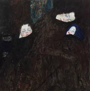 Mother with two children by Gustav Klimt - Hand-Painted Oil Painting Reproduction