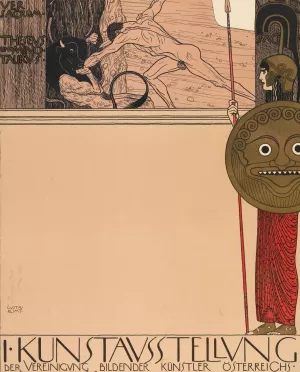 Plakat der 1. Ausstellung der Secession by Gustav Klimt - Hand-Painted Oil Painting Reproduction