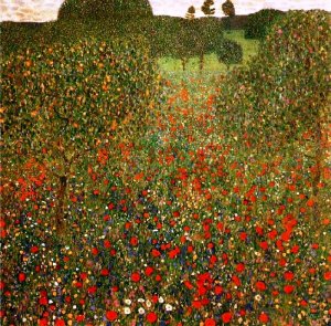Main Product Photo of Poppy Field Painting by Gustav Klimt