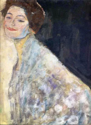 Portrait of a Lady in White Unfinished by Gustav Klimt - Hand-Painted Oil Painting Reproduction