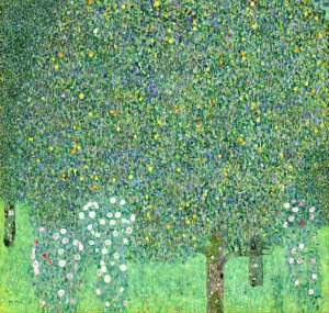 Main Product Photo of Rosebushes under the Trees Painting by Gustav Klimt