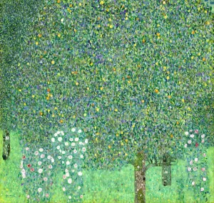 Rosebushes under the Trees by Gustav Klimt - Hand-Painted Oil Painting Reproduction