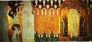 The Beethoven Frieze: The Longing for Happiness Finds Repose in Poetry by Gustav Klimt Oil Painting Reproduction