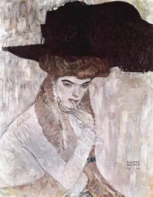 The Black Feather Hat by Gustav Klimt - Hand-Painted Oil Painting Reproduction