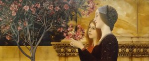 Two Girls with an Oleander Bush by Oil Painting Reproduction