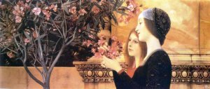 Two Girls with an Oleander by Gustav Klimt Oil Painting Reproduction