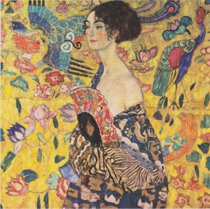 Main Product Photo of Woman with fan Painting by Gustav Klimt